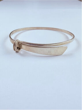 EL Ed Levin Modernist Wrap Adjustable Slide Sterling Silver VITG Bangle Bracelet